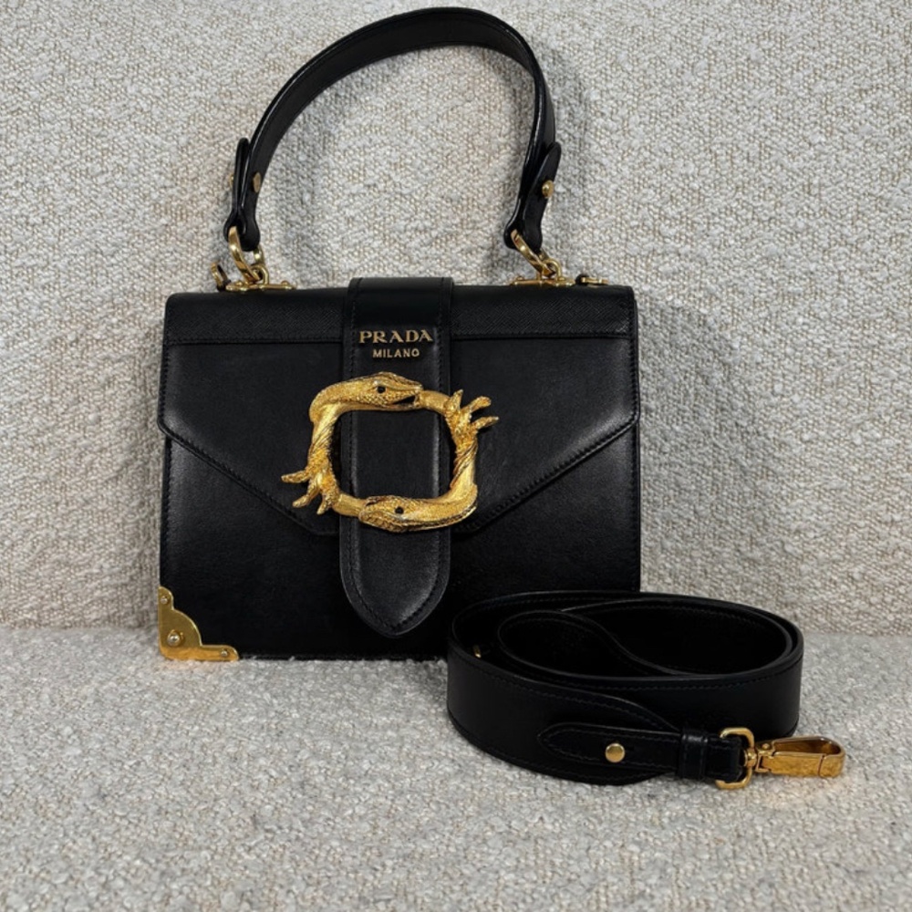 Authentic Pre-Owned Prada Black Leather Animalier Cahier Crossbody Bag - Picture 4 of 16